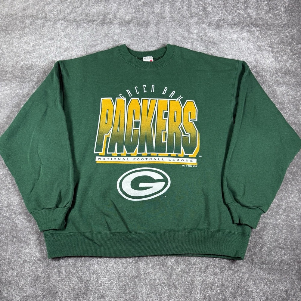 Vintage Green Bay Packer Sweatshirt Men's XL Green Artex NFL‎ Crew Neck USA Made